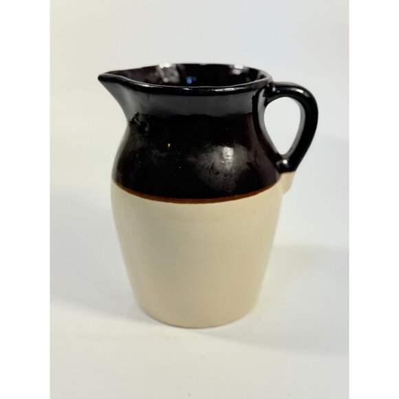 Roseville Stoneware Pitcher Vase RRP Made in USA. Beige/Brown Two Toned Farmhous - Picture 6 of 12